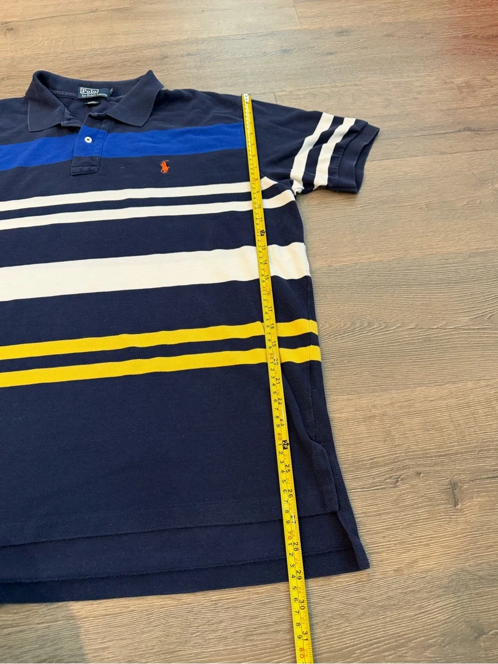 Polo Ralph Lauren Men’s Striped Polo Vintage 90s Blue Short Sleeve Shirt XXL